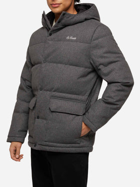 Grey wooly hooded down jacket Baxter - MC2 Saint Barth