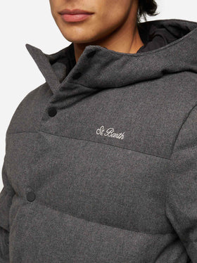 Grey wooly hooded down jacket Baxter - MC2 Saint Barth