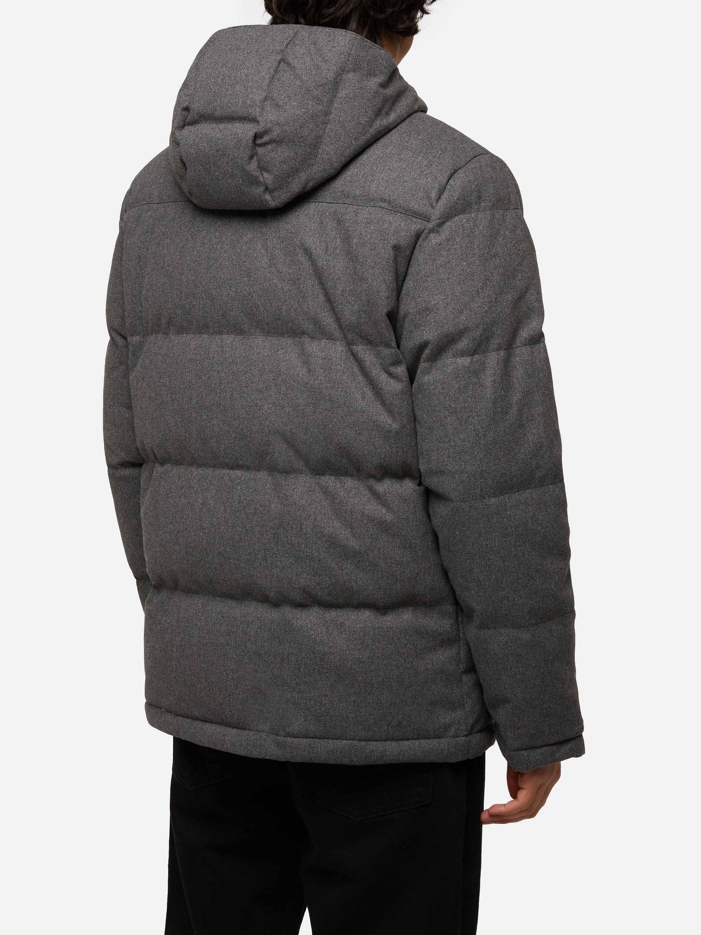 Grey wooly hooded down jacket Baxter - MC2 Saint Barth