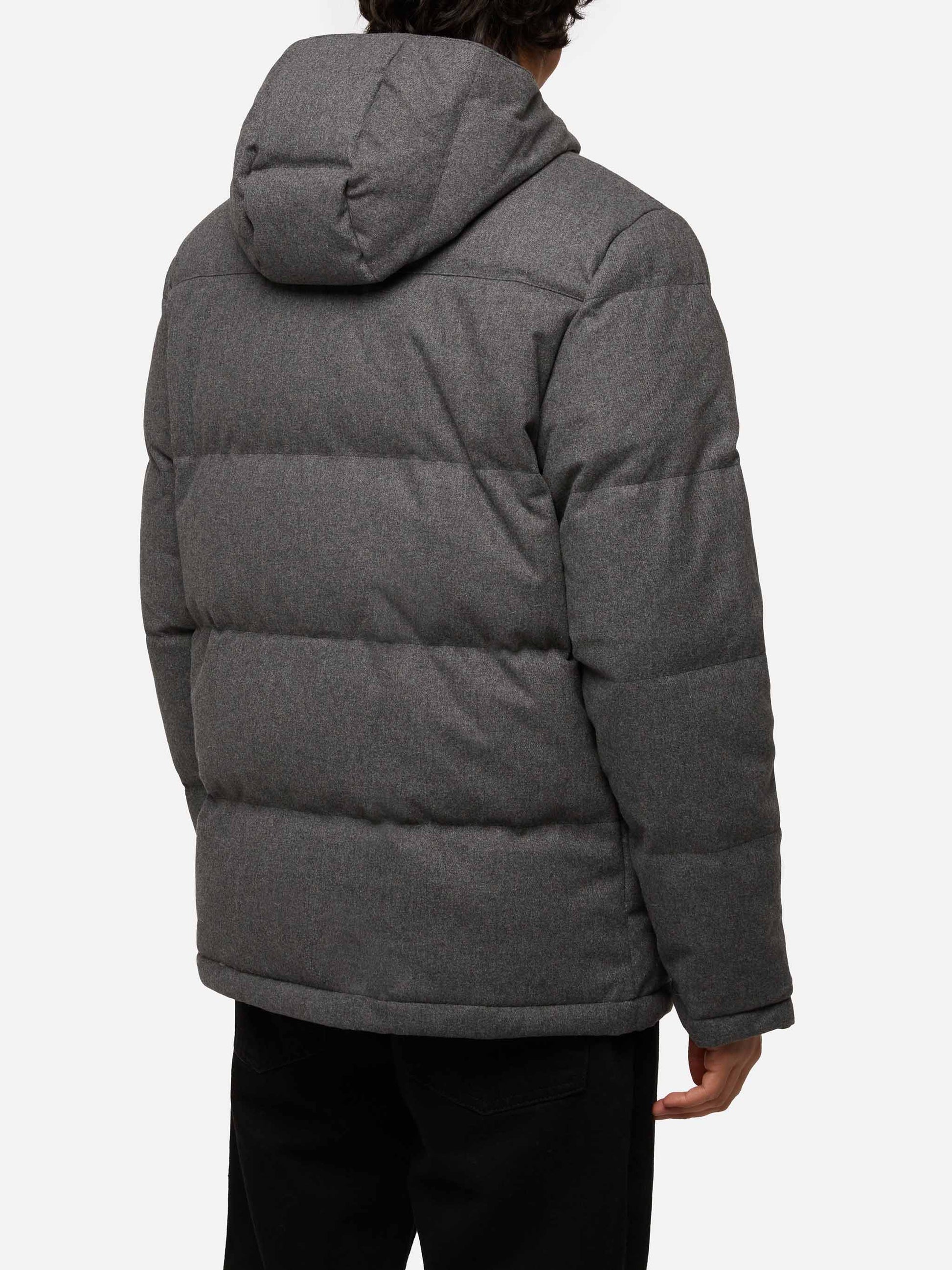 Grey wooly hooded down jacket Baxter - MC2 Saint Barth