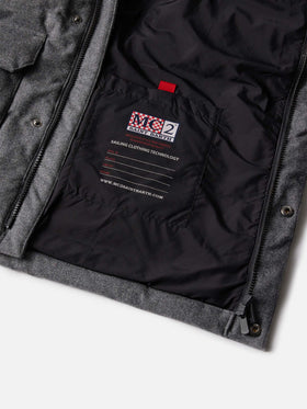 Piumino grigio con cappuccio in lana Baxter