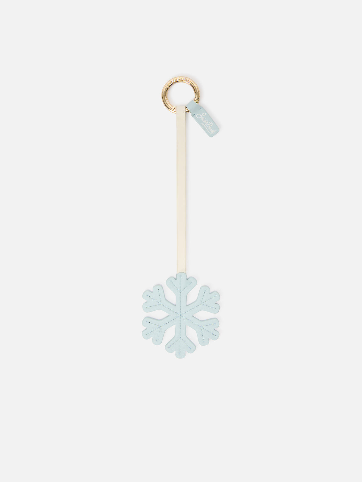 Charm per borsa azzurro in pelle a forma di fiocco di neve