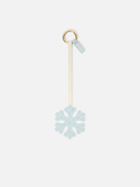 Charm per borsa azzurro in pelle a forma di fiocco di neve