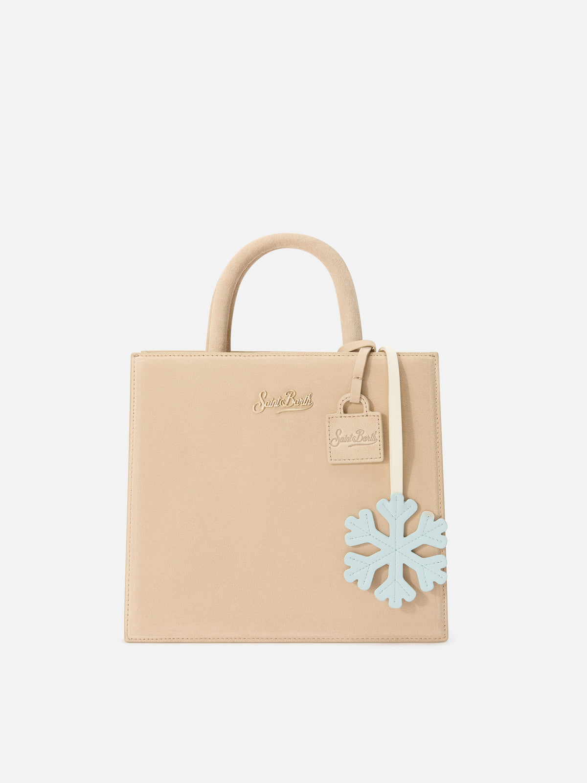 Charm per borsa azzurro in pelle a forma di fiocco di neve