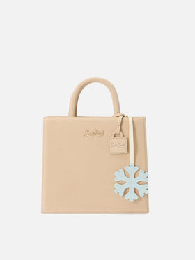 Charm per borsa azzurro in pelle a forma di fiocco di neve