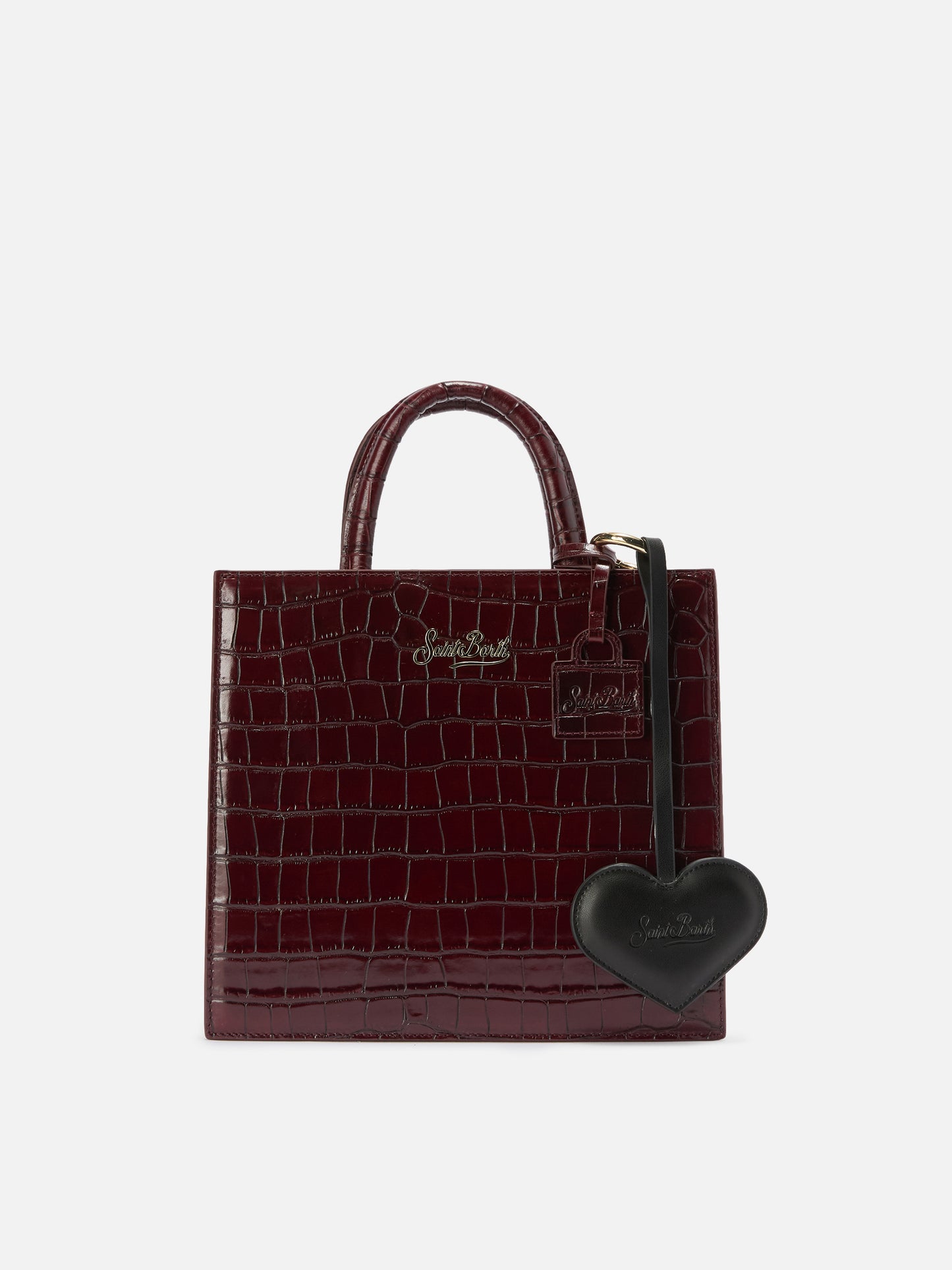 Herzförmiger Taschenanhänger aus schwarzem Leder