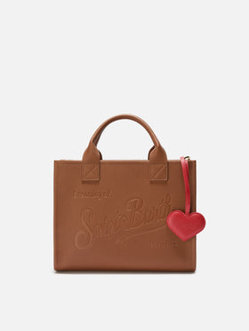 Heart Bag Charm in red leather