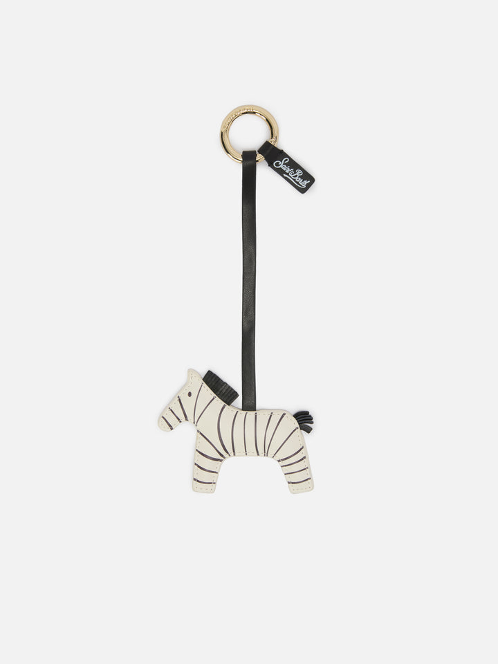 Bag Charm zebra in pelle bianca
