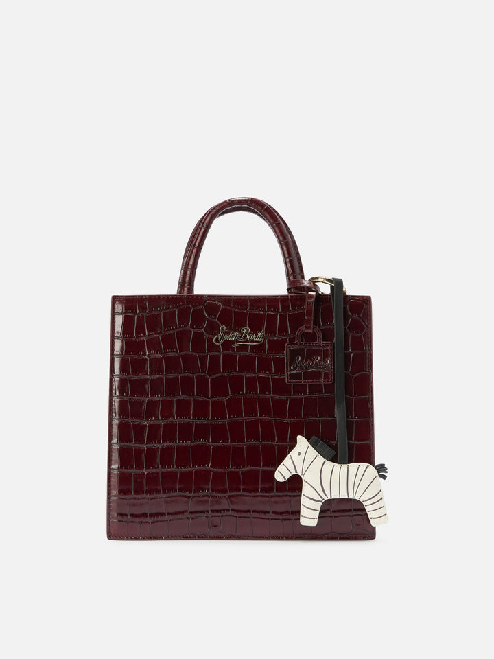 Bag Charm zebra in pelle bianca