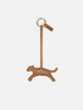 Leoparden-Taschenanhänger aus weißem Leder