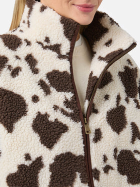 Bercy Teddyjacke mit Kuhmuster und Details aus Wildlederimitat