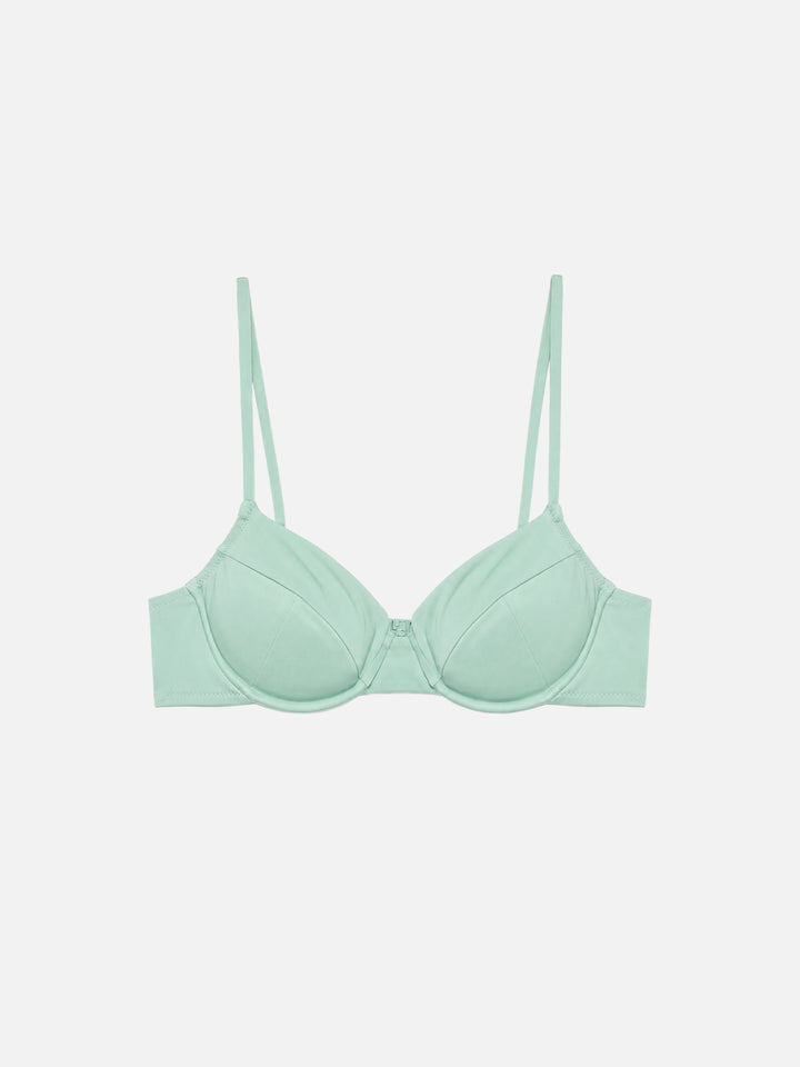 Top bikini Bea bralette con ferretto verde salvia tinta unita