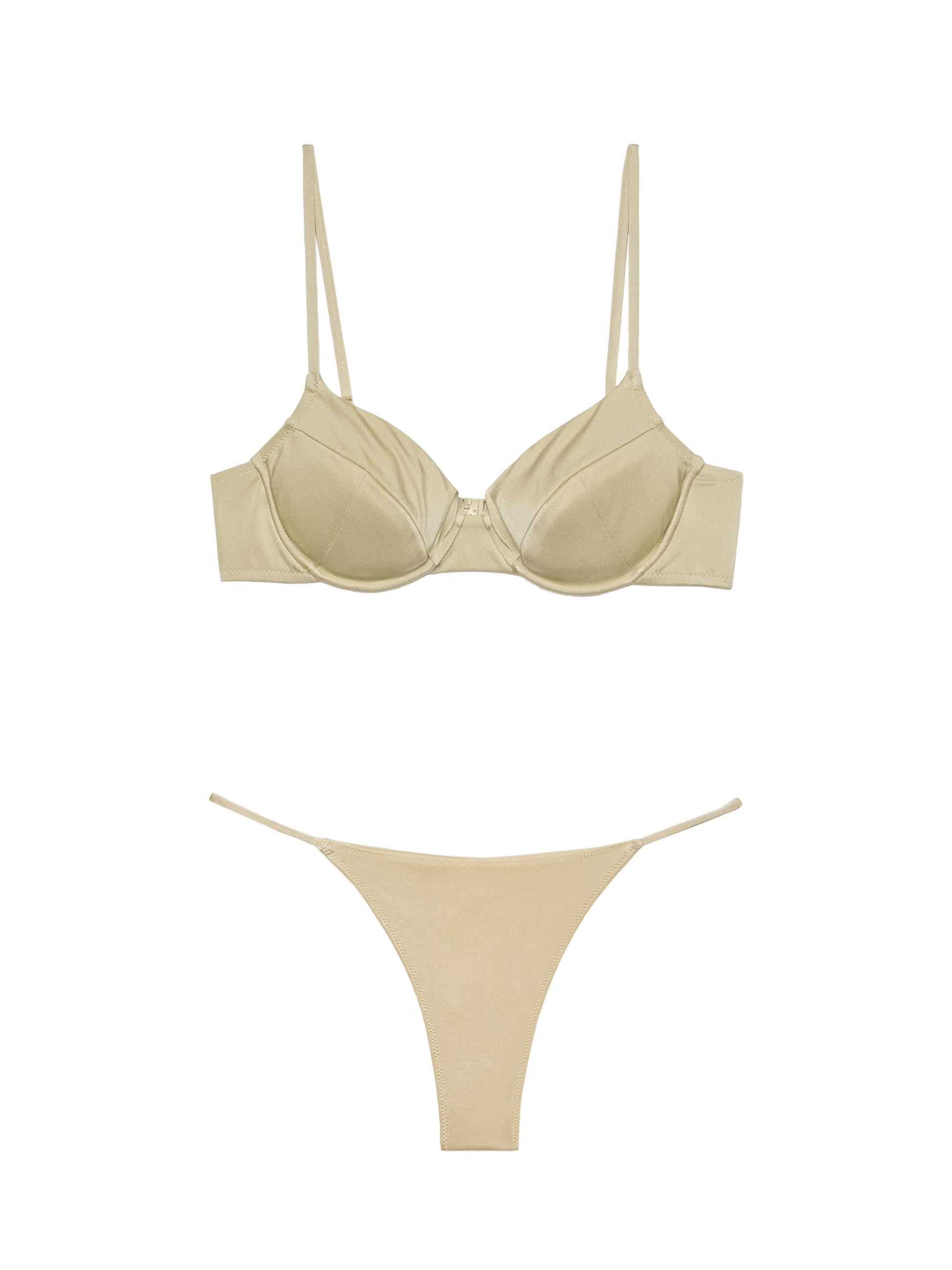Jodene shimmer gold cheeky swim briefs - Bea underwired shimmer gold bralette - MC2 Saint Barth