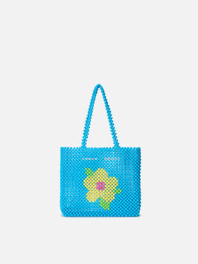 Beaded Shopper Bag turchese