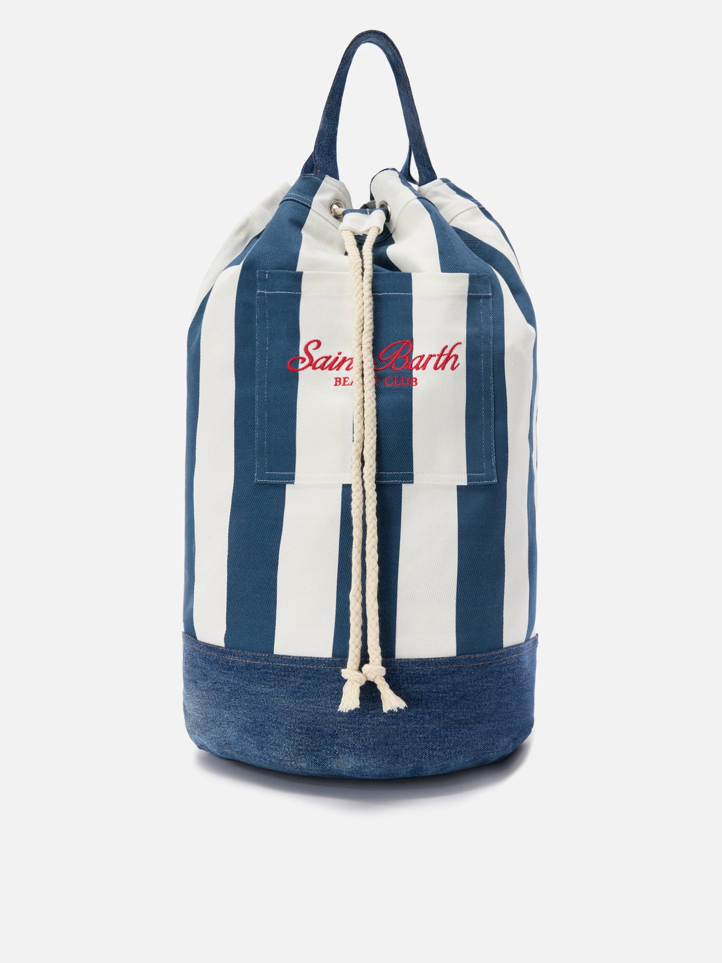 Zaino Beach Backpack in tessuto a righe con logo ricamato