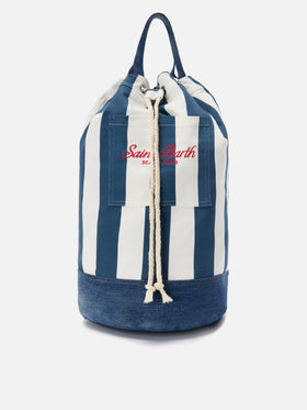 Zaino Beach Backpack in tessuto a righe con logo ricamato