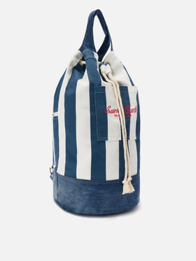 Zaino Beach Backpack in tessuto a righe con logo ricamato