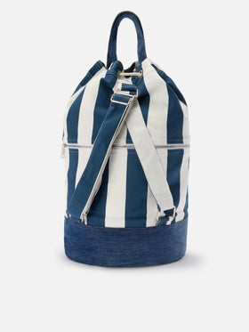 Zaino Beach Backpack in tessuto a righe con logo ricamato