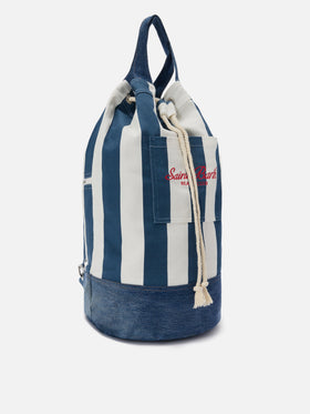 Zaino Beach Backpack in tessuto a righe con logo ricamato