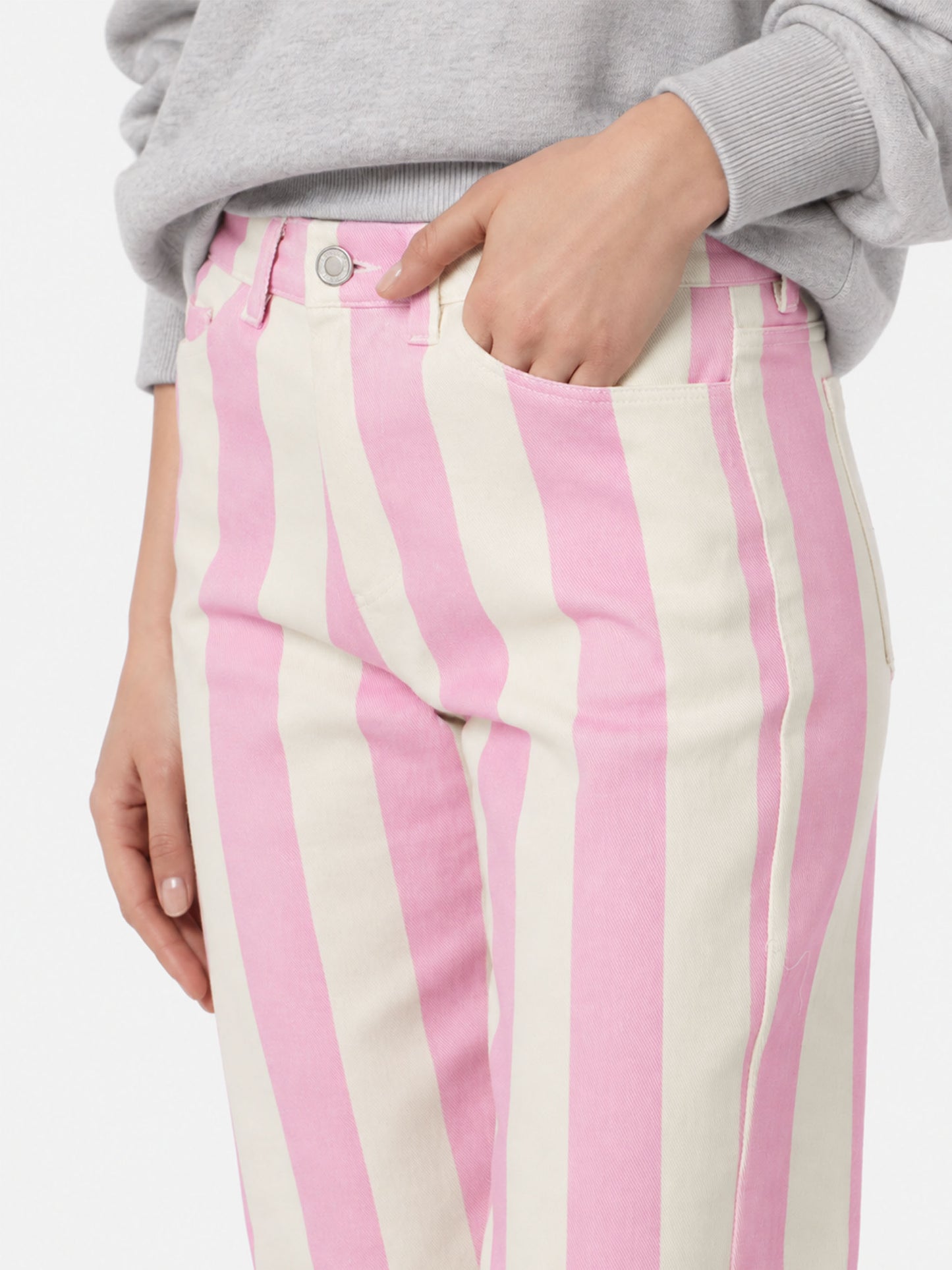 Belleville pink striped denim jeans