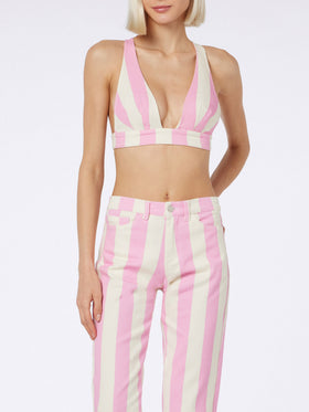 Belleville pink striped denim jeans