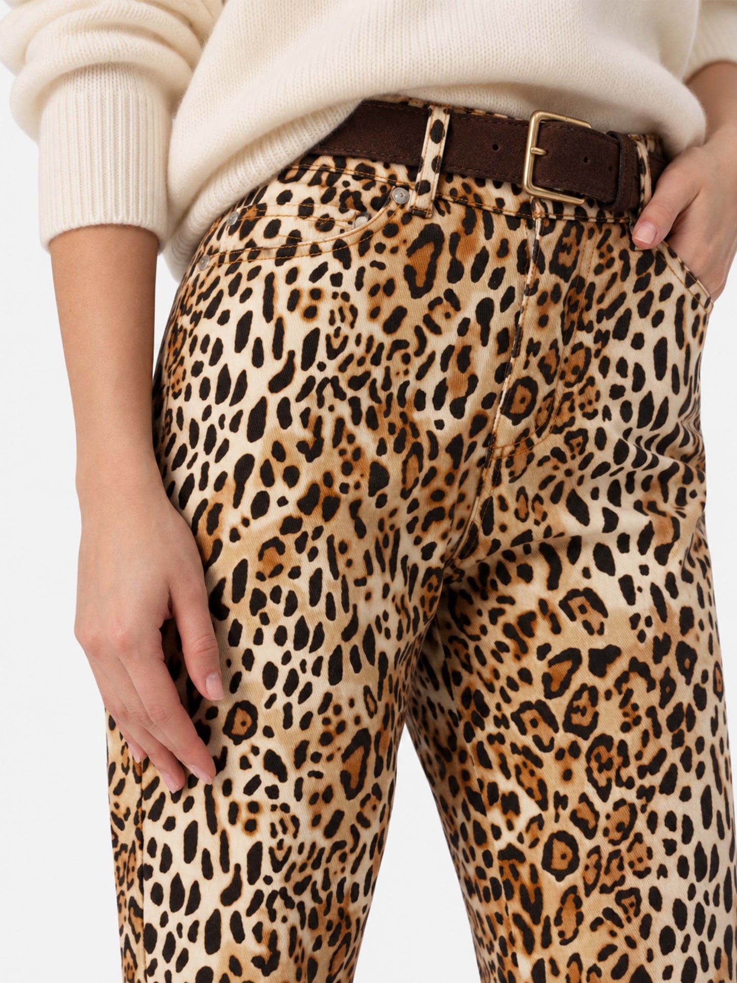 Jeans Belleville in denim con stampa animalier