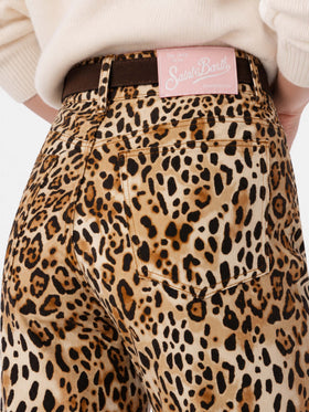 Jeans Belleville in denim con stampa animalier