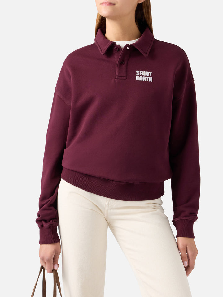 Polo en coton Bordeaux Berenice avec imprimé flock Saint Barth 