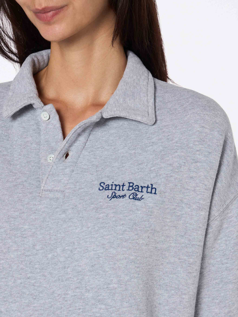 Woman grey polo shirt Berenice with St Barth sport club