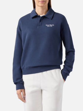 Blaues Berenice-Sweatshirt mit Stickerei des Saint Barth Sport Clubs