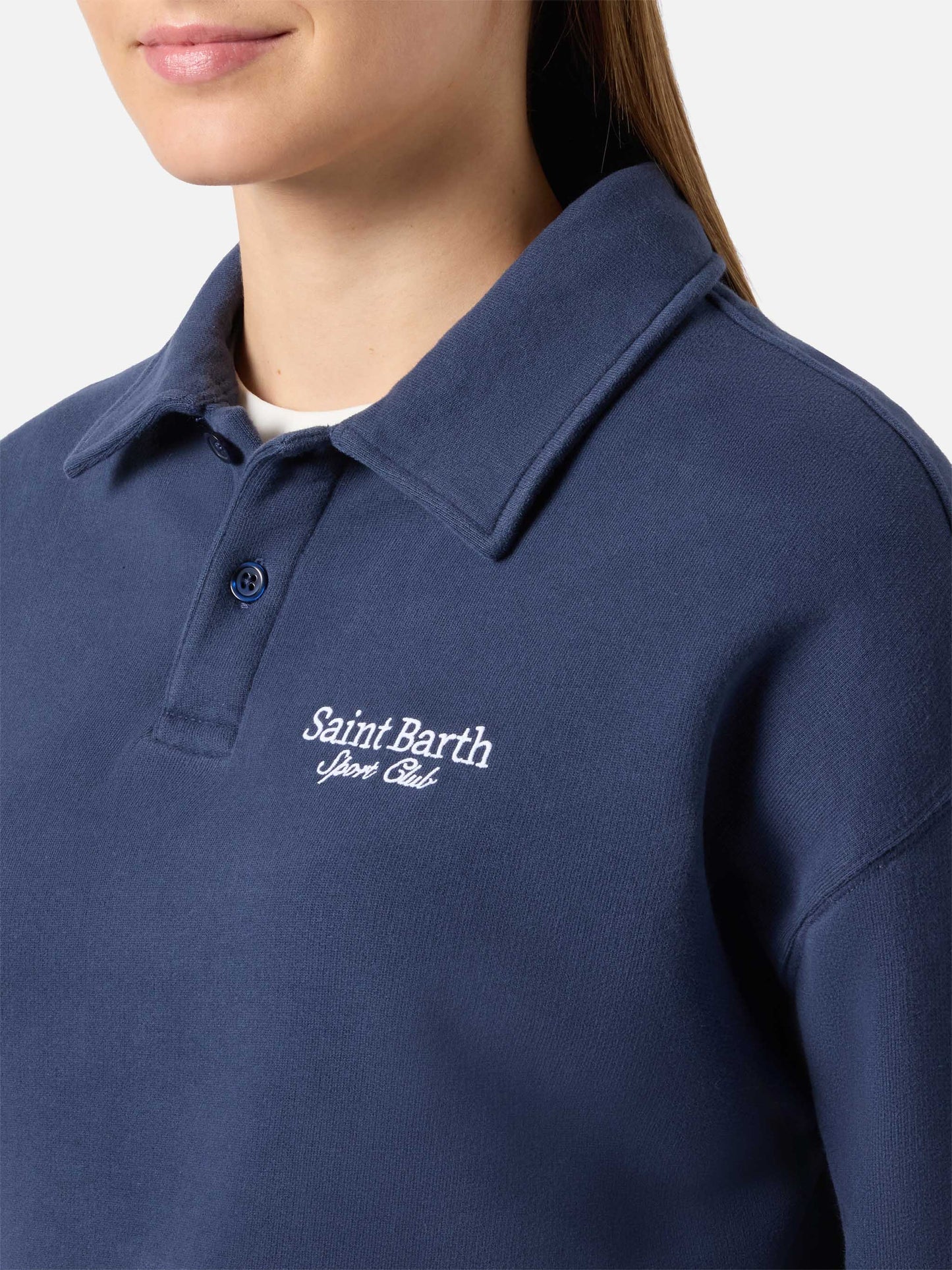 Blaues Berenice-Sweatshirt mit Stickerei des Saint Barth Sport Clubs