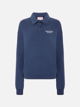 Blaues Berenice-Sweatshirt mit Stickerei des Saint Barth Sport Clubs