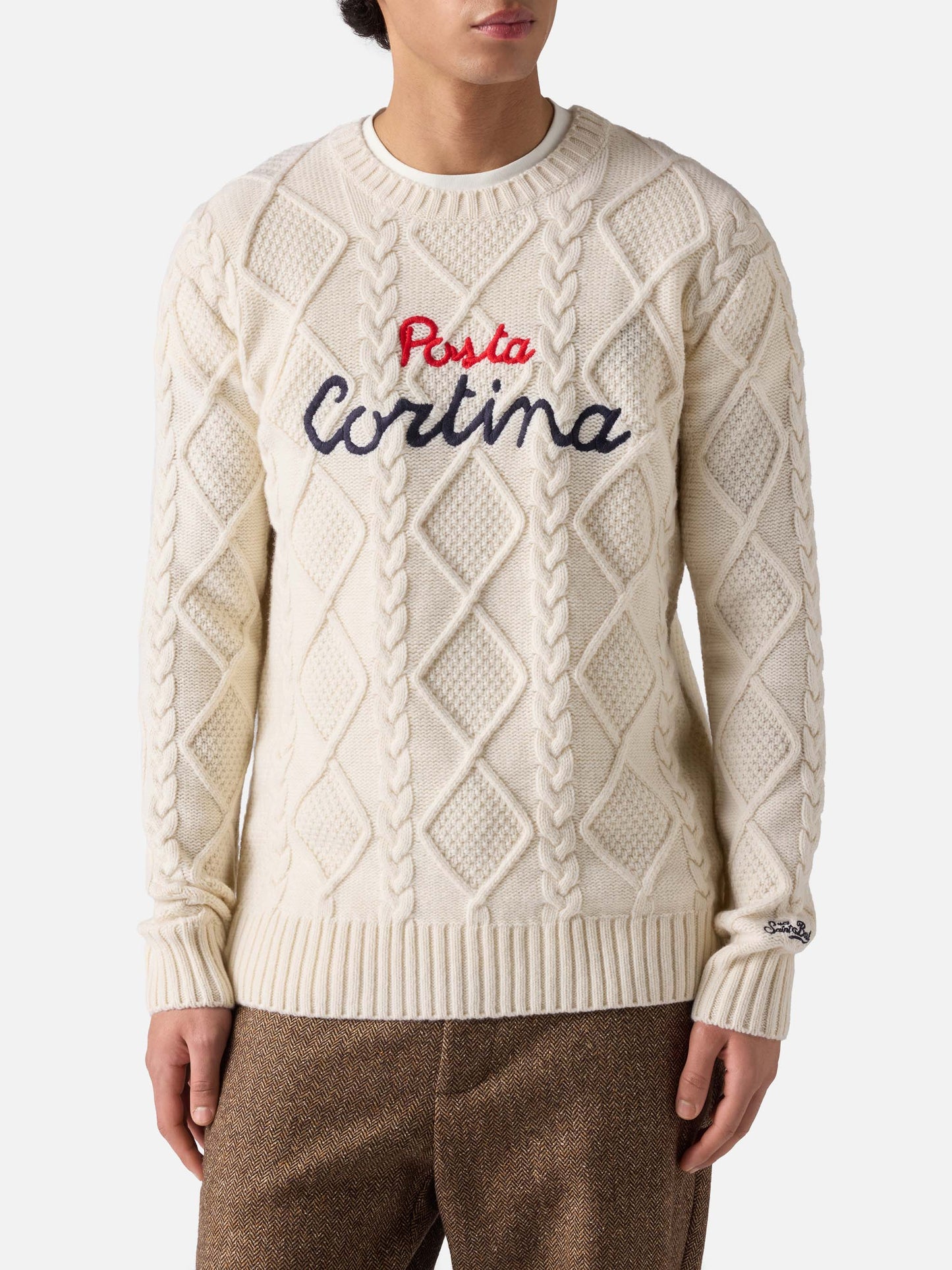 Maglione bianco a girocollo Bergen Tricot