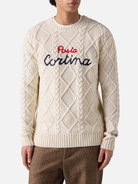 Maglione bianco a girocollo Bergen Tricot