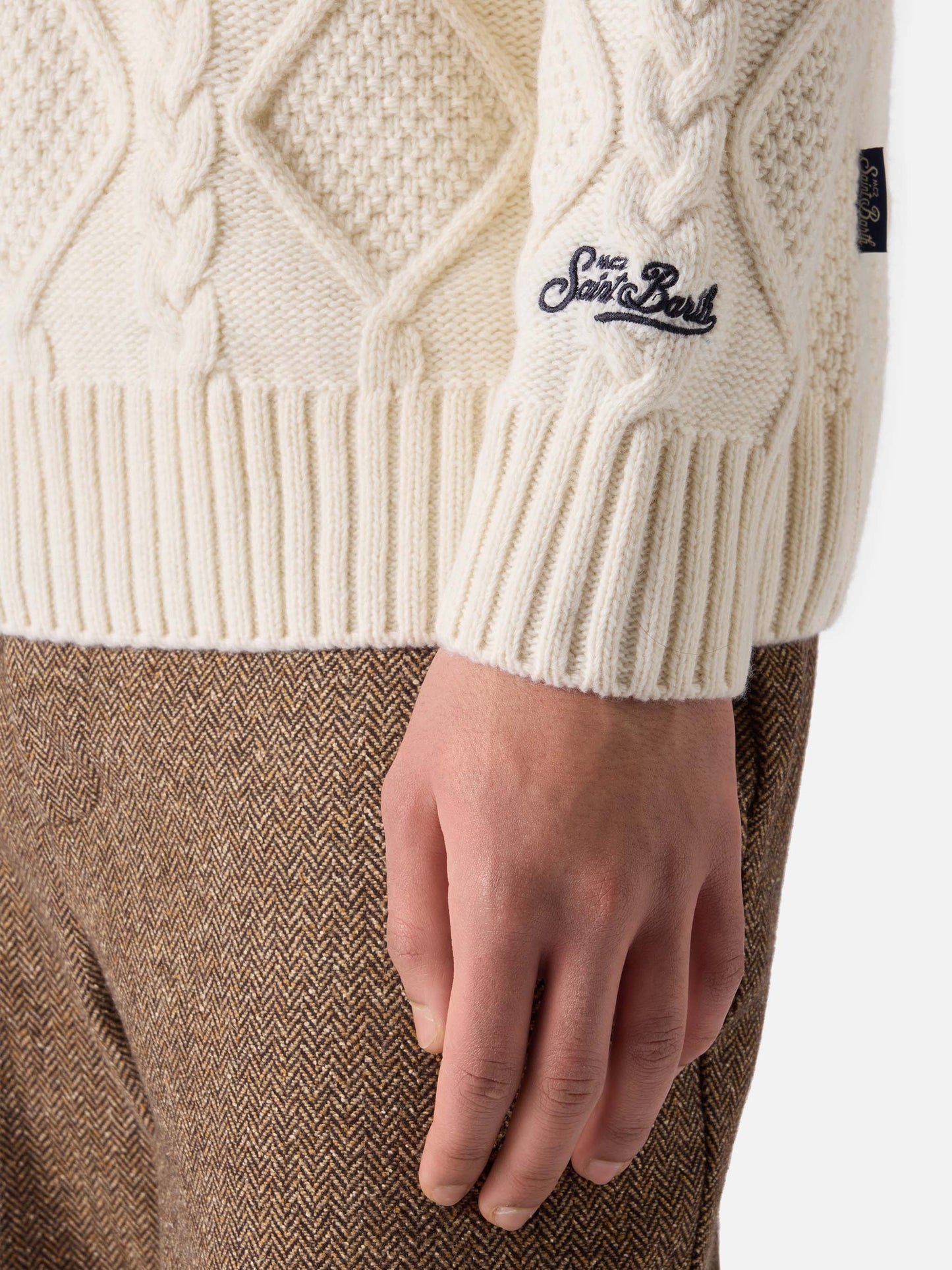 Maglione bianco a girocollo Bergen Tricot