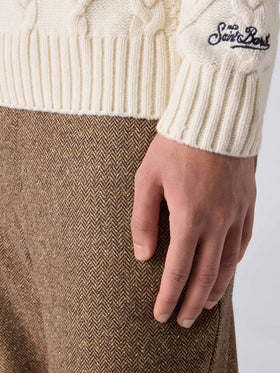 White crewneck sweater Bergen Tricot with Vacanze di Natale '83 embroidery