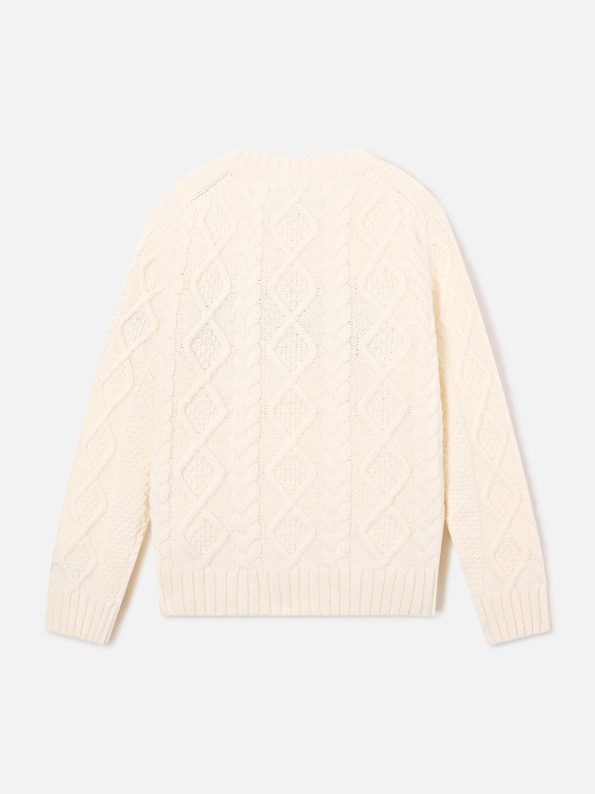 Jersey de punto trenzado color crema con cuello redondo y bordado St. Moritz | Special edition 