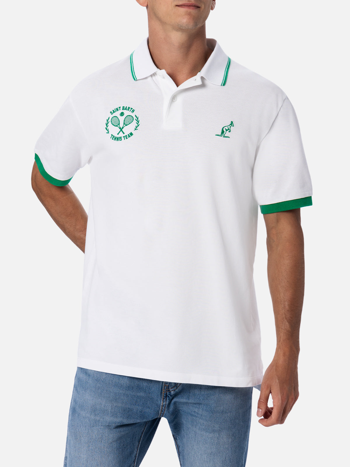 Man white cotton piquet polo shirt Beverly Hills | AUSTRALIAN BRAND SPECIAL EDITION - MC2 Saint Barth
