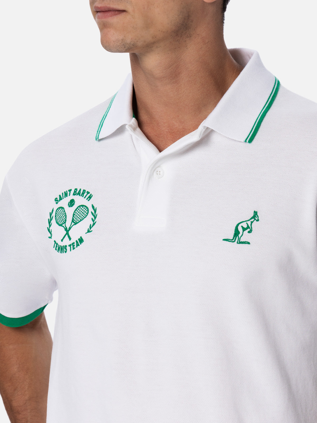 Man white cotton piquet polo shirt Beverly Hills | AUSTRALIAN BRAND SPECIAL EDITION - MC2 Saint Barth