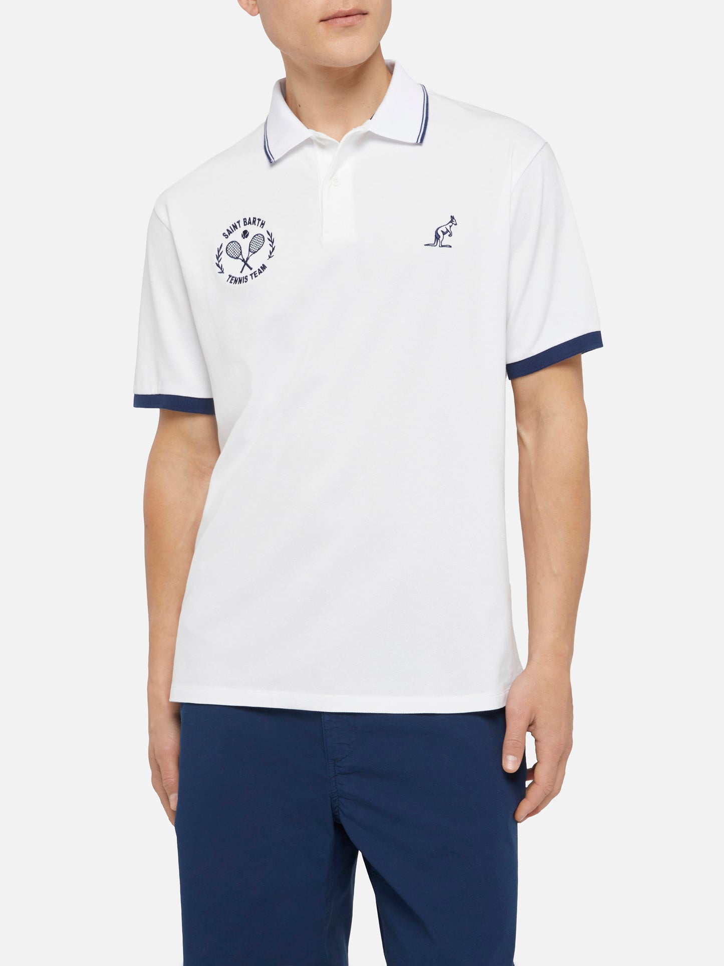 Man white cotton piquet polo shirt Beverly Hills | AUSTRALIAN BRAND SPECIAL EDITION - MC2 Saint Barth