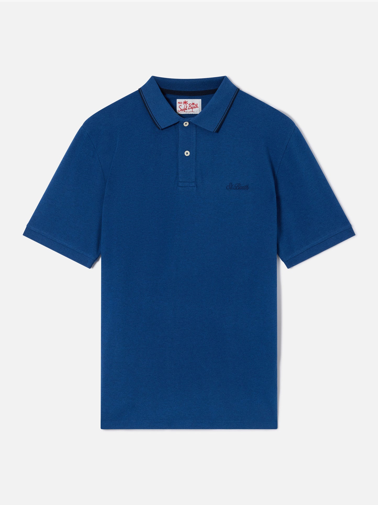 Polo de piqué de algodón azul denim Beverly Hills 