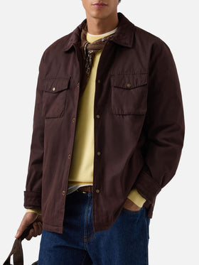 Brown Bexley waxed overshirt with corduroy collar