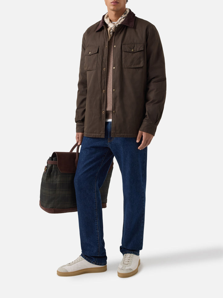 Sobrecamisa encerada Bexley verde militar con cuello de pana 
