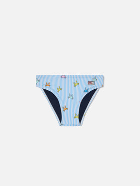 Slip mare Billy a righe con stampa granchietti