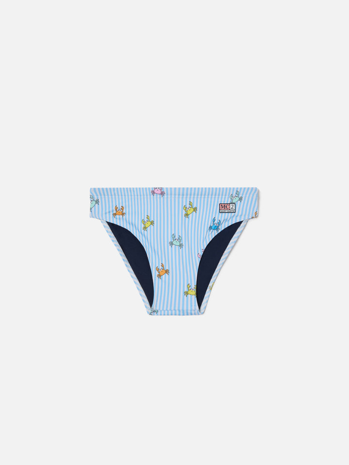 Slip mare Billy a righe con stampa granchietti