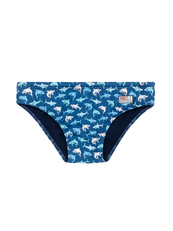 Boy swim briefs Billy with shark print - MC2 Saint Barth
