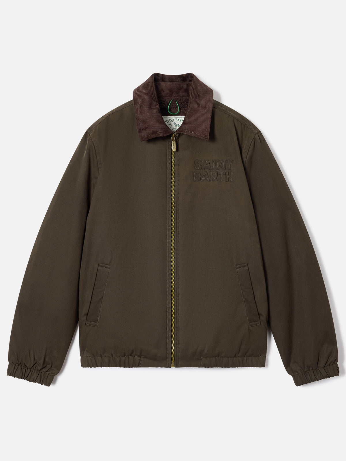 Gewachste Birdie-Jacke in Militärgrün mit Cordkragen 
