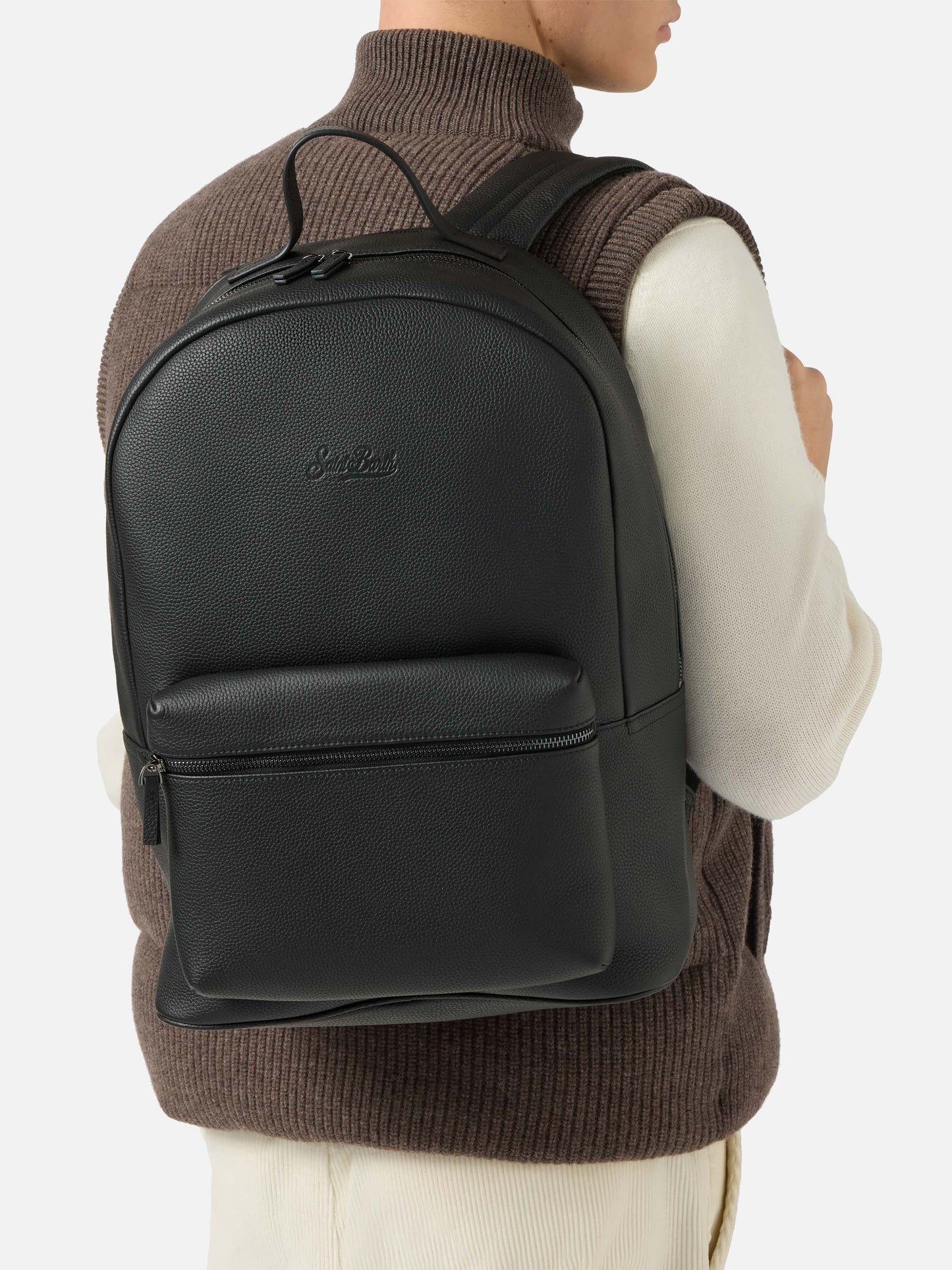 Backpack in black leather