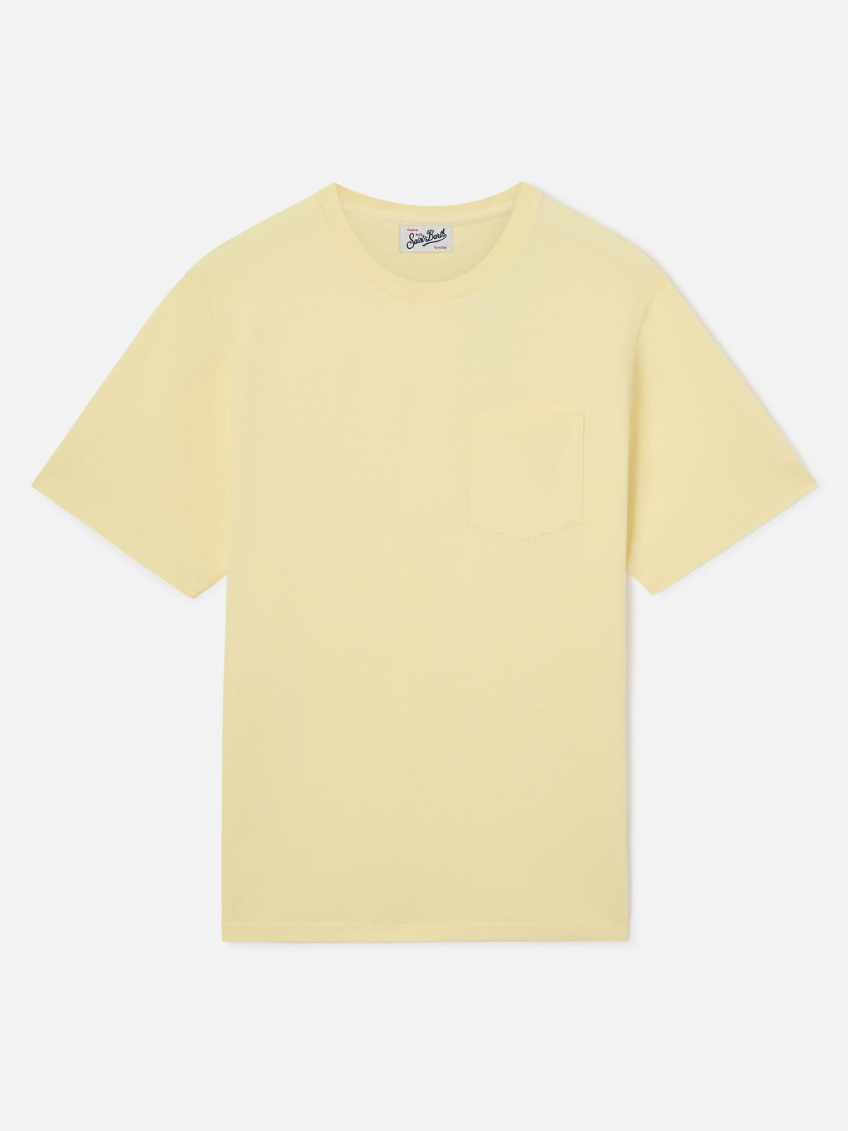 Baumwoll-Piqué-T-Shirt Bakewell in Butter Yellow mit Tasche und Logostickerei 