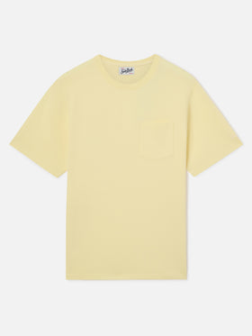 Baumwoll-Piqué-T-Shirt Bakewell in Butter Yellow mit Tasche und Logostickerei 